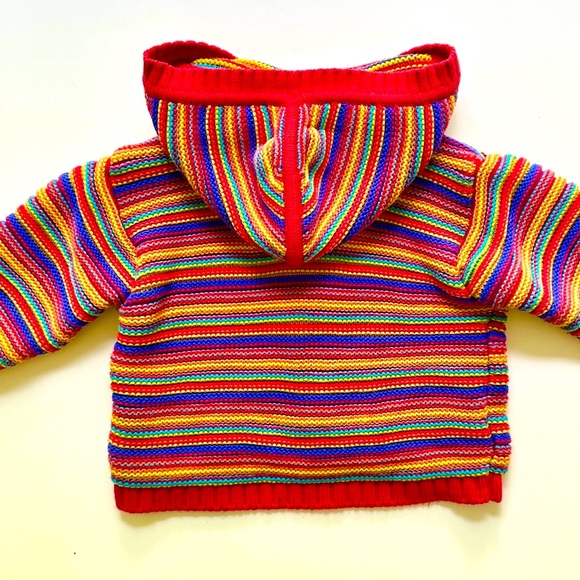 Hanna Andersson Hooded Striped Cotton Sweater 6-12 mo / 70 cm Zip Primary C… - Picture 7 of 8